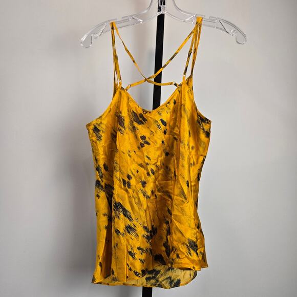 NWT All Saints Marta Tank Top Silk Blend Ronnie Draped Cami Ochre Yellow US10 - Picture 6 of 9